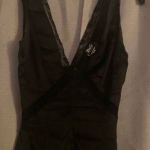 Dolce & Gabana black lace satin cocktail dress